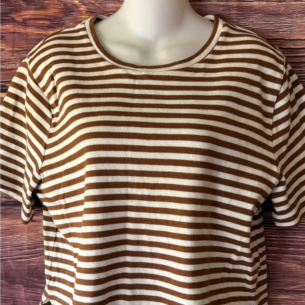 Able Brown and White Striped Tee